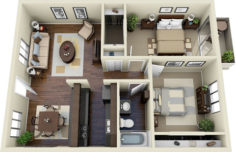 The Terraza - 2 Bedroom / 1 Bath - 1,028 Sq. Ft.* 